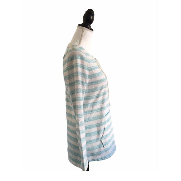 Sonoma Striped Pullover Lace Up Sweatshirt Mint Green & Ivory Women’s US Small - Picture 4 of 4